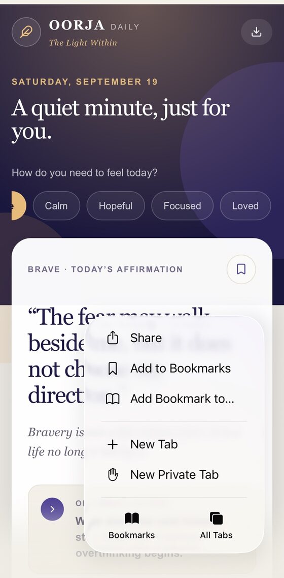 Safari menu showing the Share option